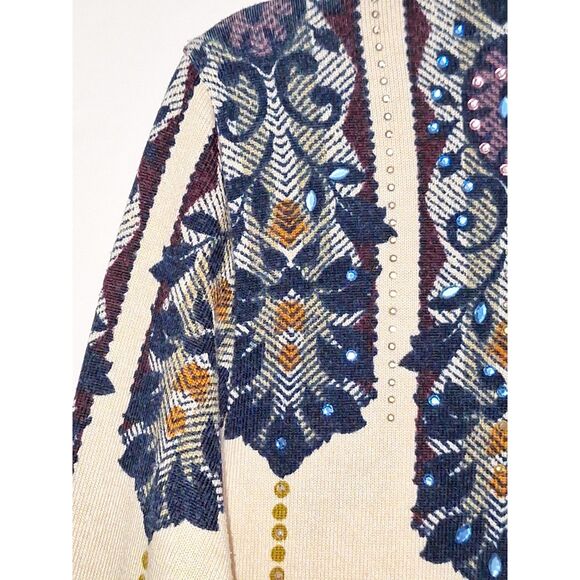 Alfred Dunner Women's Top Rhinestone Boho Designer Fantasy Moroccan Y2K XL - Picture 4 of 9